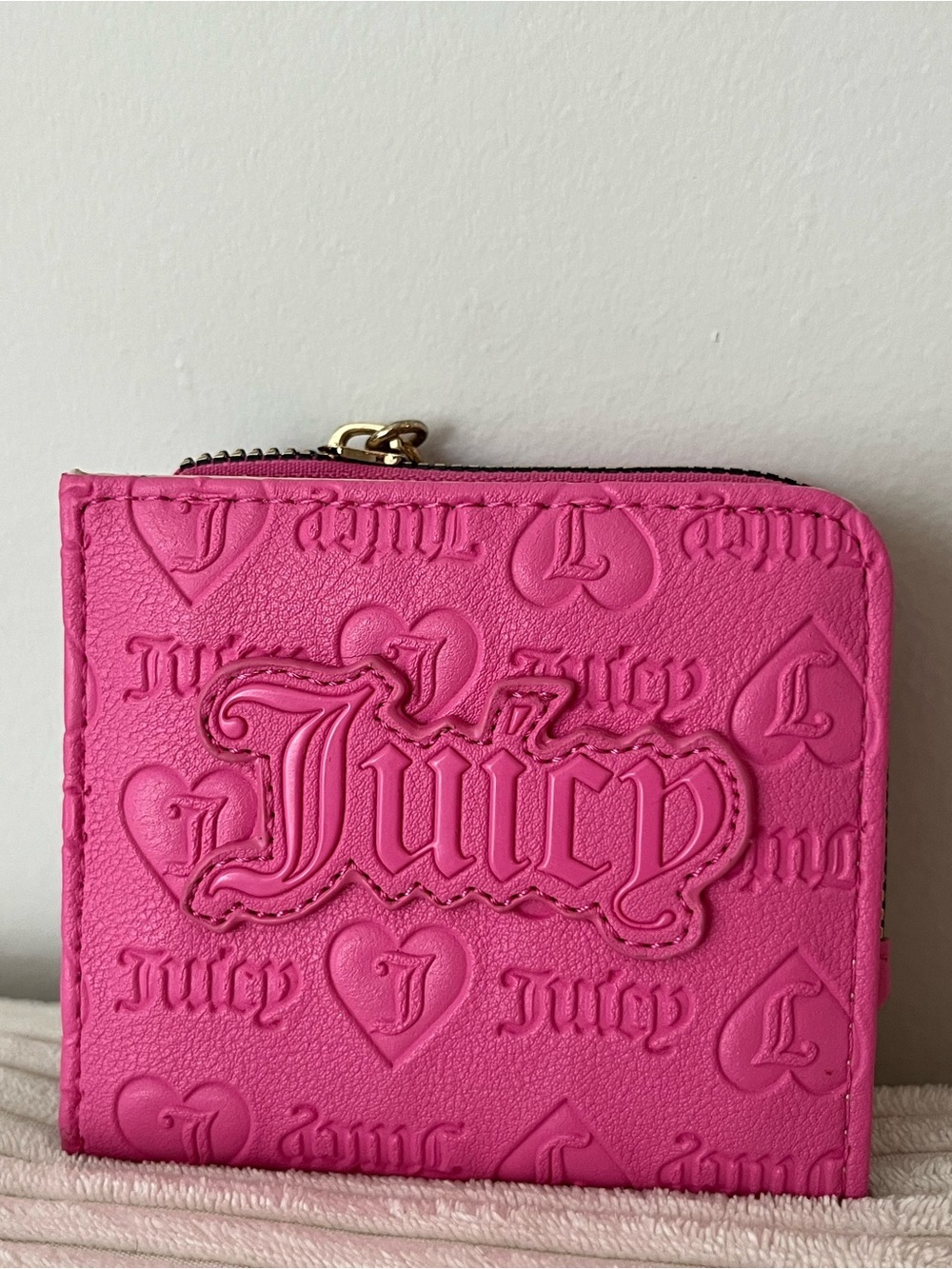 Juicy Couture Hot Pink Embossed Zip Around Wallet